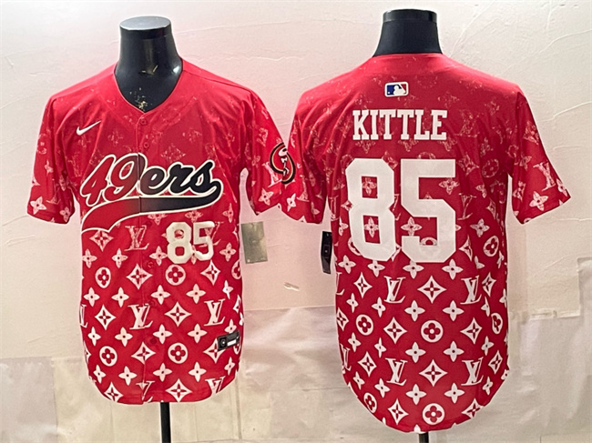 Personalized Men’s San Francisco 49ers #85 George kittle Red Limited Stitched Baseball Jersey