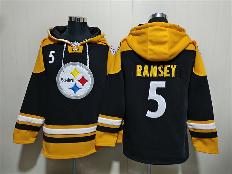 Personalized Men’s Pittsburgh Steelers #5 Jalen Ramsey Black Ageless Must-Have Lace-Up Pullover Hoodie