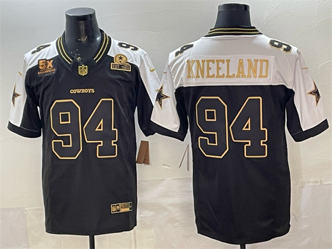 Personalized Men’s Dallas Cowboys #94 Marshawn Kneeland Black Gold 2025 F.U.S.E. With 5x Super Bowl Champions & Established In 1960 Patch Limited Stitched Football Jersey