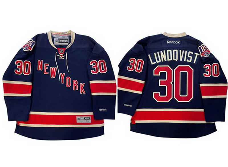 Personalized Men’s New York Rangers #30 Henrik Lundqvist Navy 2011 85th Anniversary Stitched Hockey Jersey