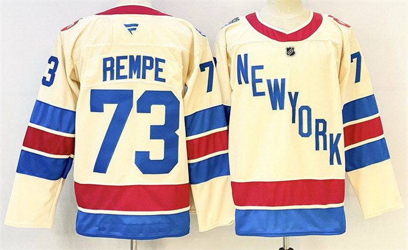 Personalized Men’s New York Rangers #73 Matt Rempe Beige 2025-26 Winter Classic With A Patch Stitched Hockey