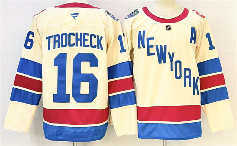 Personalized Men’s New York Rangers #16 Vincent Trocheck Beige 2025-26 Winter Classic With A Patch Stitched Hockey