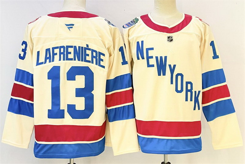Personalized Men’s New York Rangers #13 Alexis Lafreniere Beige 2025-26 Winter Classic With A Patch Stitched Hockey