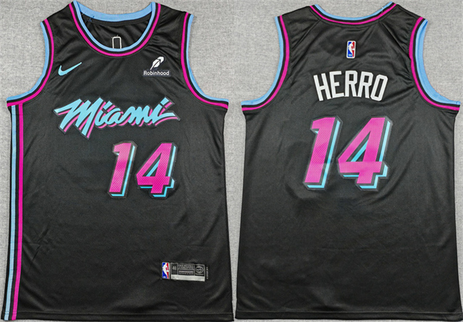 Personalized Men’s Miami Heat #14 Tyler Herro Black 2025-26 City Edition Stitched Basketball Jersey