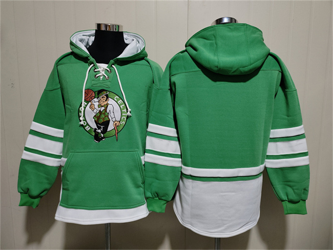 Personalized Men’s Boston Celtics Blank Green Lace-Up Pullover Hoodie