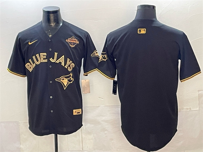 Personalized Men’s Toronto Blue Jays Blank Black Gold 2025 American League Champions Limited Stitched Baseball Jersey