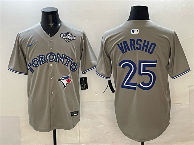 Personalized Men’s Toronto Blue Jays #25 Daulton Varsho Grey 2025 World Series Home Cool Base Stitched Baseball Jersey
