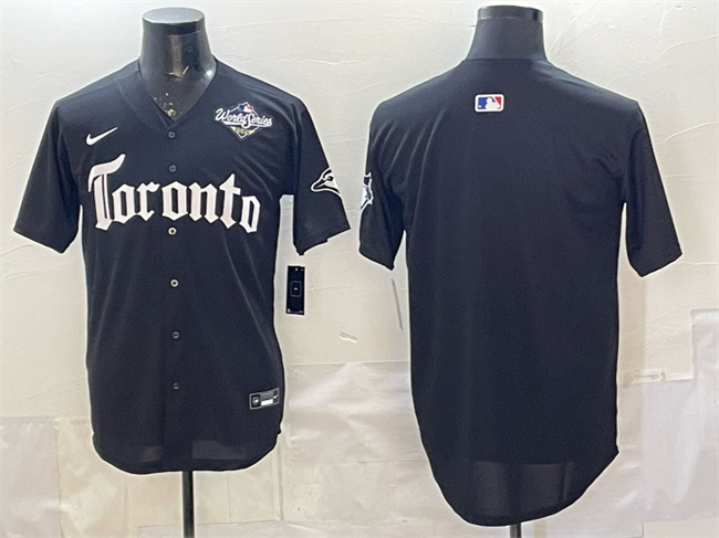 Personalized Men’s Toronto Blue Jays Blank Black 2025 World Series Gothic North Edition Limited Stitched Baseball Jersey