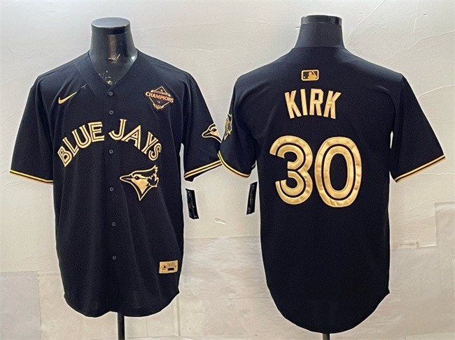 Personalized Men’s Toronto Blue Jays #30 Alejandro Kirk Black Gold 2025 American League Champions Limited Stitched Baseball Jersey