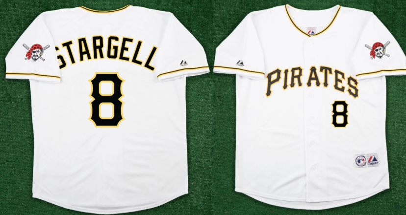 Personalized Men’s Pittsburgh Pirates #8 Willie Stargell White Team Patch Stitched Jersey