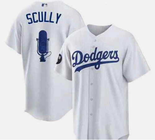 Personalized Men’s Los Angeles Dodgers Vin Scully White Stitched Baseball Jersey