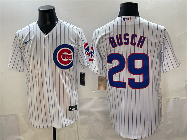 Personalized Men’s Chicago Cubs #29 Michael Busch White Cool Base Stitched Baseball Jersey