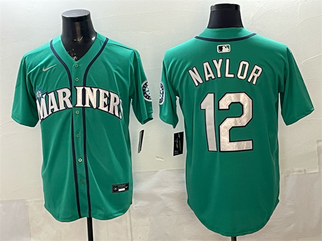 Personalized Men’s Seattle Mariners #12 Josh Naylor Aqua Limited Stitched jersey