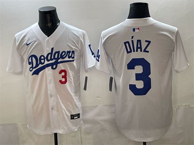 Personalized Men’s Los Angeles Dodgers #3 Edwin Diaz White 2025 Limited Stitched Baseball Jersey