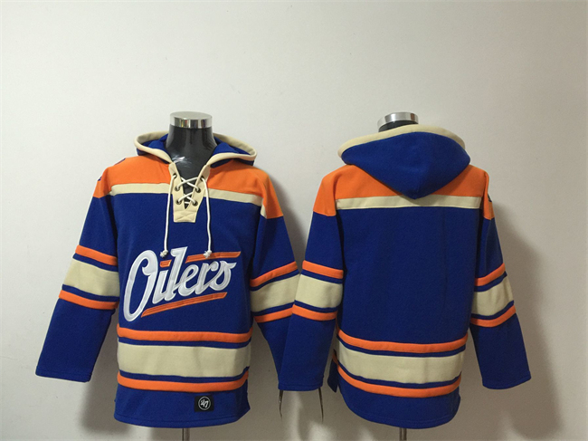 Personalized Men’s Edmonton Oilers #29 Leon Draisaitl Blue Lace-Up Pullover Hoodie