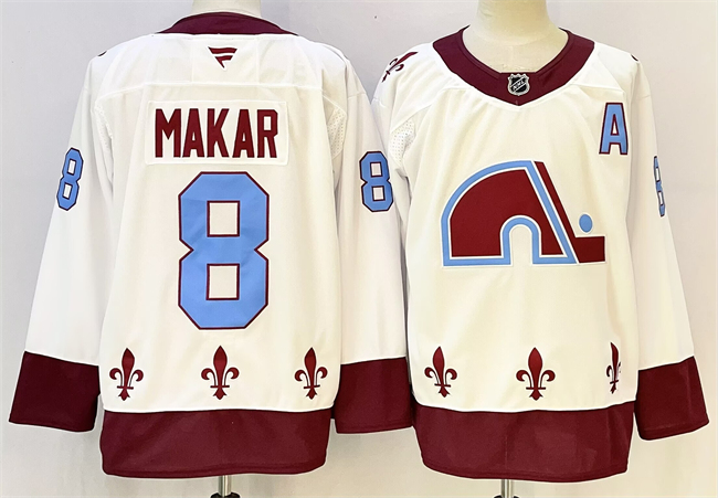 Personalized Men’s Colorado Avalanche #8 Cale Makar White 2024-25 With A Patch Stitched Jersey