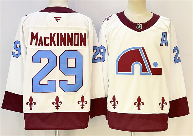 Personalized Men’s Colorado Avalanche #29 Nathan MacKinnon White 2024-25 With A Patch Stitched Jersey