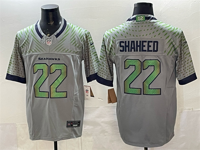 Personalized Men’s Seattle Seahawks #22 Rashid Shaheed Grey 2025 F.U.S.E. Rivalries Untouchable Limited Stitched Football Jersey
