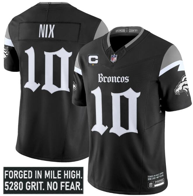 Personalized Men’s Denver Broncos Active Player Black 2025 F.U.S.E. With 1-Star C Patch ‘Gothic Mile High Shadows Edition’ Limited Stitched Football Jersey
