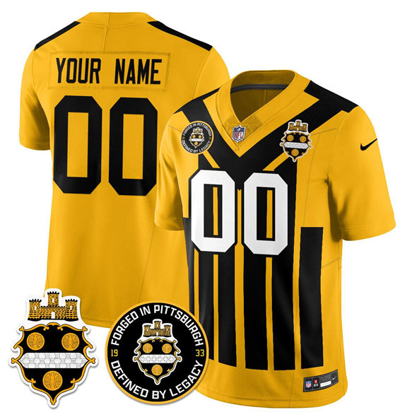 Personalized Men’s Pittsburgh Steelers Active Player Gold F.U.S.E. 1933 Throwback Limited Stitched Football Jersey