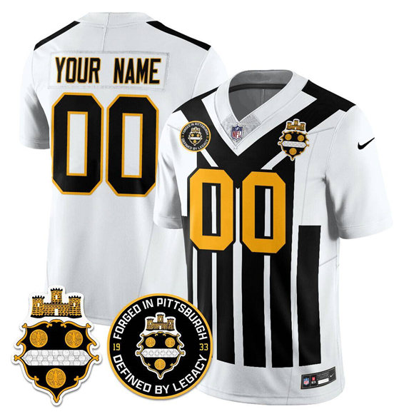 Personalized Men’s Pittsburgh Steelers Active Player White F.U.S.E. 1933 Throwback Limited Stitched Football Jersey