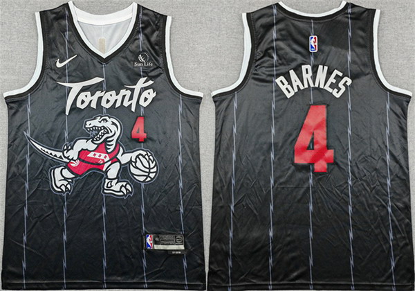Personalized Men’s Toronto Raptors #4 Scottie Barnes Black 2025-26 City Edition Stitched Basketball Jersey