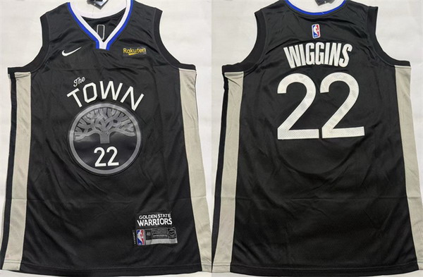 Personalized Men’s Golden State Warriors #22 Andrew Wiggins Black Stitched Basketball Jersey