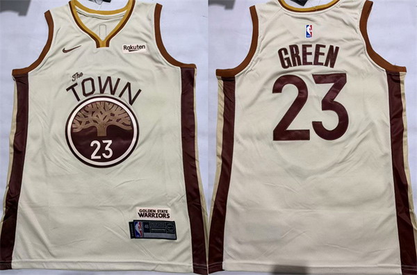 Personalized Men’s Golden State Warriors #23 Draymond Green Tan City Edition Stitched Basketball Jersey