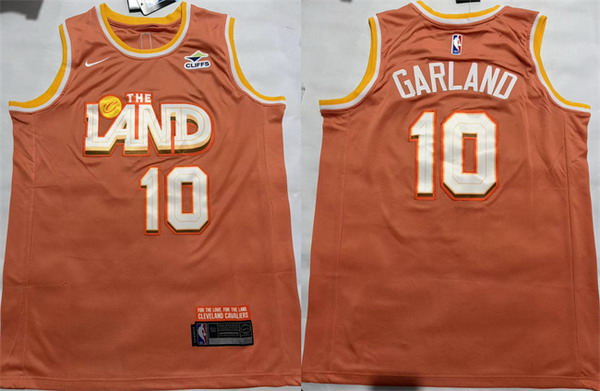 Personalized Men’s Cleveland Cavaliers #10 Darius Garland Orange 2025 City Edition Stitched Jersey