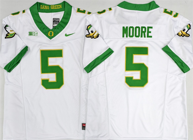Personalized Men’s Oregon Ducks #5 Dakorien Moore White 2026 F.U.S.E. Stitched Jersey