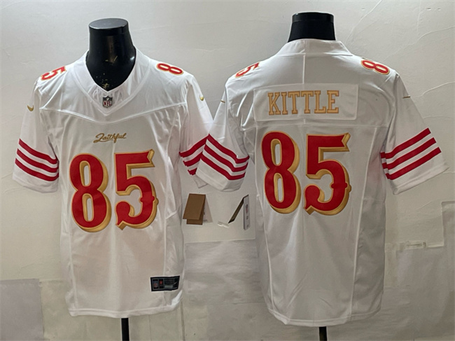 Personalized Men’s San Francisco 49ers #85 George kittle White Gold 2025 F.U.S.E. Rivalries Limited Stitched Football Jersey