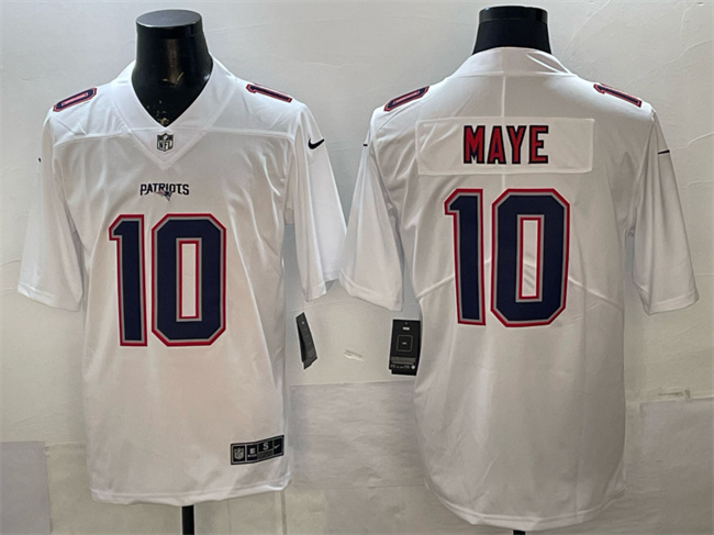 Personalized Men’s New England Patriots #10 Drake Maye White Fashion Untouchable Limited Stitched Football Jersey