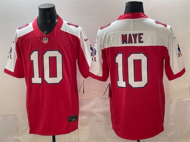 Personalized Men’s New England Patriots #10 Drake Maye Red Alternate F.U.S.E. Throwback Limited Stitched Football Jersey