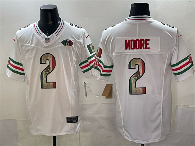 Personalized Men’s Chicago Bears #2 D.J. Moore White Mexico F.U.S.E. With VMH Patch Stitched Football Jersey