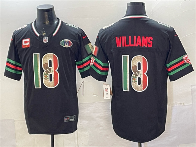 Personalized Men’s Chicago Bears #18 Caleb Williams Black Mexico F.U.S.E. With 2-star C Patch And VMH Patch Throwback Stitched Football Jersey