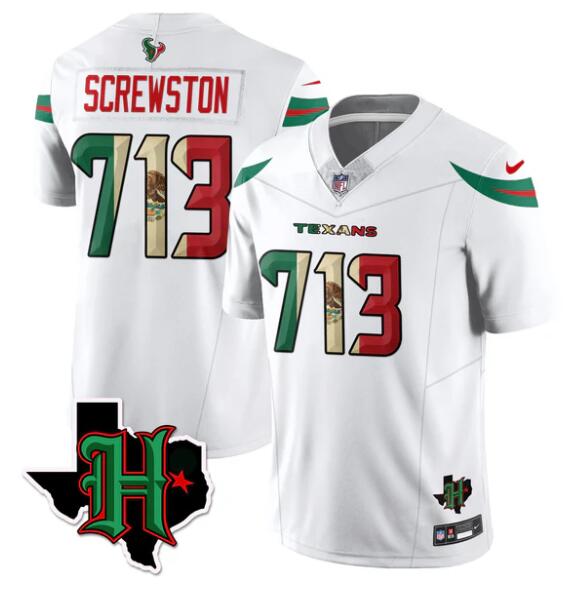 Personalized Men’s Houston Texans #713 Screwston White F.U.S.E. Mexico Limited Stitched Football Jersey
