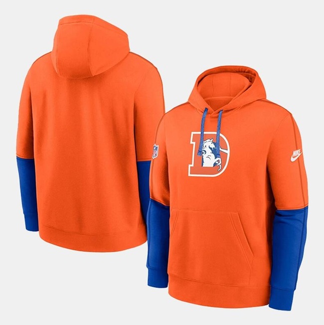 Personalized Men’s Denver Broncos Orange Throwback Hoodie