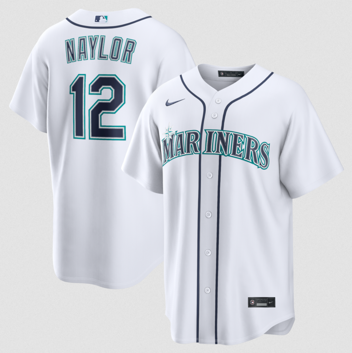 Personalized Men’s Seattle Mariners #12 Josh Naylor White Cool Base Limited Stitched jersey