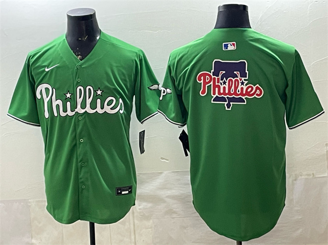 Personalized Men’s Philadelphia Phillies Team Big Logo Green Limited Stitched Jersey