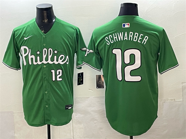 Personalized Men’s Philadelphia Phillies #12 Kyle Schwarber Green Limited Stitched Jersey