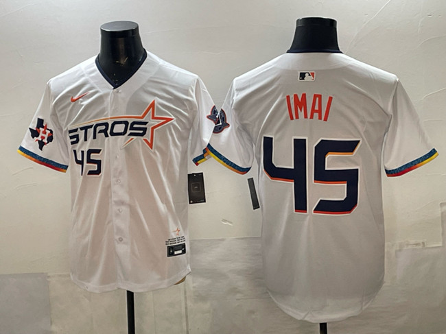 Personalized Men’s Houston Astros #45 Tatsuya Imai White 2025 City Connect With Texas Patch Limited Stitched Baseball Jersey