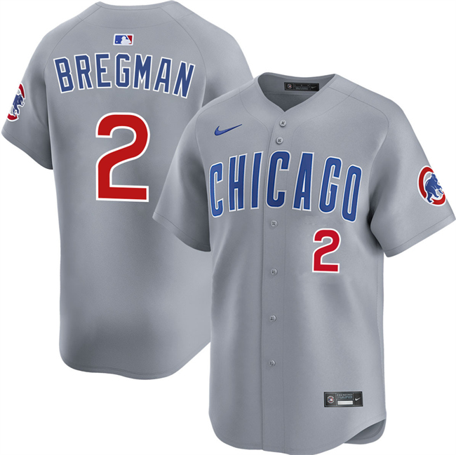 Personalized Men’s Chicago Cubs #2 Alex Bregman Grey 2026 Limited Stitched Baseball Jersey