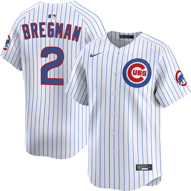 Personalized Men’s Chicago Cubs #2 Alex Bregman White 2026 Home Limited Stitched Baseball Jersey