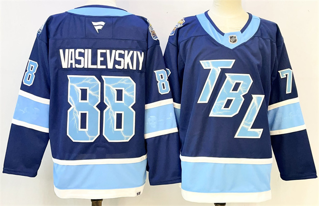 Personalized Men’s Tampa Bay Lightning #88 Andrei Vasilevskiy Blue 2026 Stadium Series Stitched Jersey