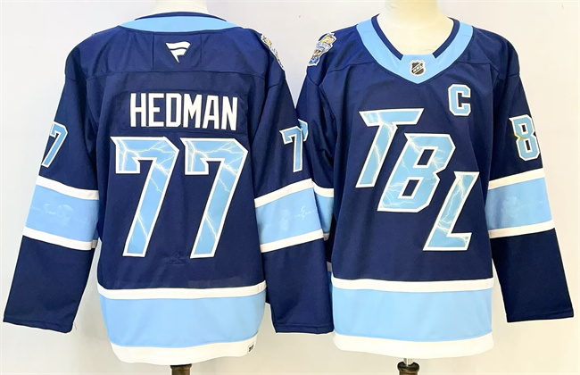 Personalized Men’s Tampa Bay Lightning #77 Victor Hedman Blue 2026 Stadium Series With C Patch Stitched Jersey