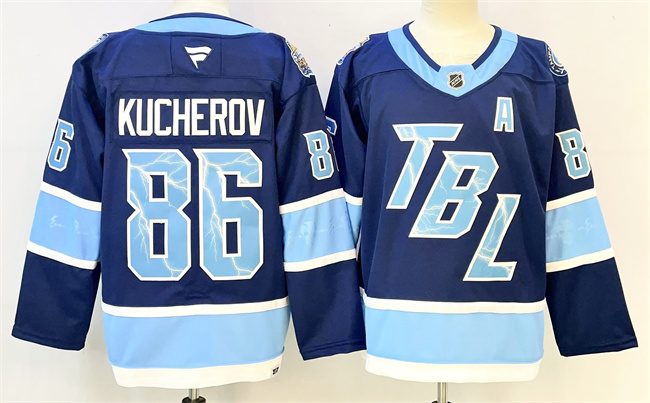 Personalized Men’s Tampa Bay Lightning #86 Nikita Kucherov Blue 2026 Stadium Series With A Patch Stitched Jersey