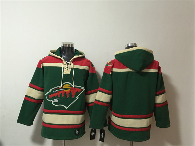 Personalized Men’s Minnesota Wild Blank Green Lace-Up Pullover Hoodie