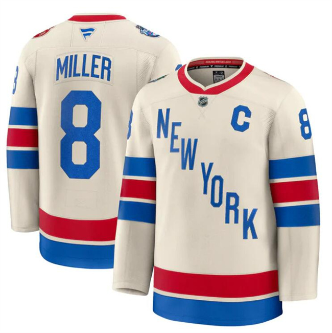 Personalized Men’s New York Rangers #8 J.T. Miller Beige 2026 Winter Classic With C Patch Stitched Hockey Jersey