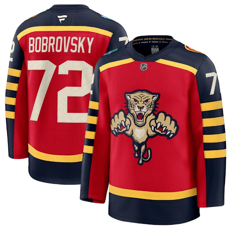 Personalized Men’s Florida Panthers #72 Sergei Bobrovsky Red 2026 Winter Classic Stitched Hockey Jersey