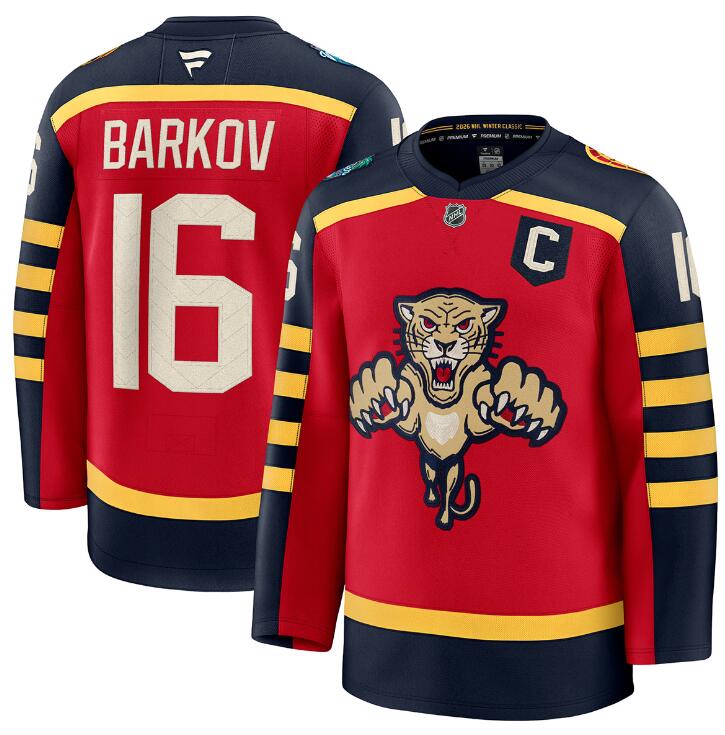 Personalized Men’s Florida Panthers #16 Aleksander Barkov Red 2026 With C Patch Winter Classic Stitched Hockey Jersey